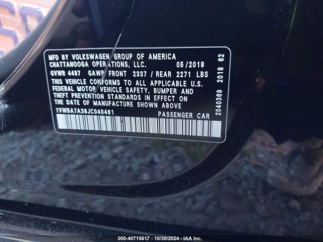 1VWBA7A38JC040461 Volkswagen Passat 2.0t Se