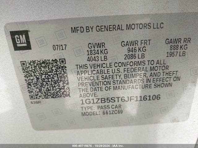 Chevrolet Malibu 1ls 2018 1G1ZB5ST6JF116106 Image 9
