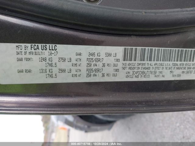 3C4PDCABXJT170150 Dodge JOURNEY SE