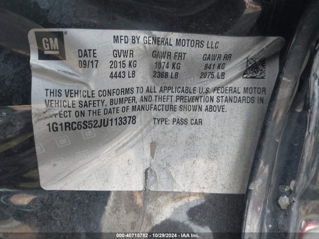 Chevrolet VOLT LT 2018 1G1RC6S52JU113378 Image 9
