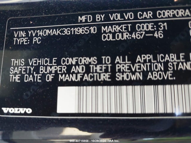 YV140MAK3G1196510 Volvo S80 T5 Drive-e