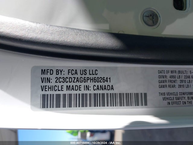 Dodge Challenger Sxt 2023 2C3CDZAG6PH602641 Image 9