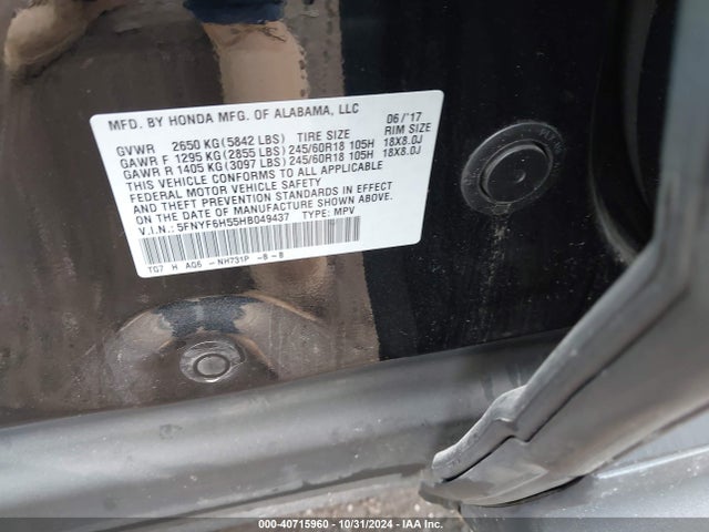 Honda Pilot Ex-l 2017 5FNYF6H55HB049437 Image 9