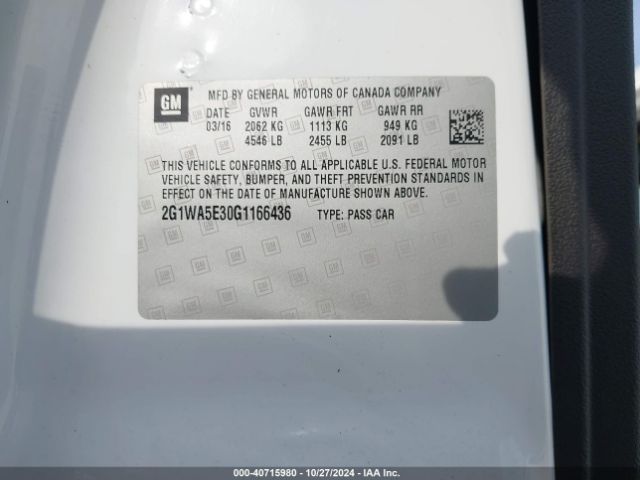 2G1WA5E30G1166436 Chevrolet Impala Limited Ls