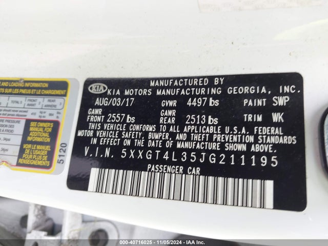 KIA Optima Lx 2018 5XXGT4L35JG211195 Image 9