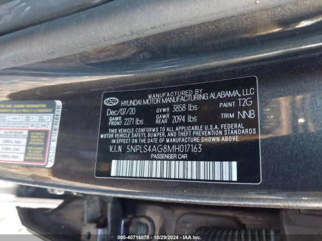 5NPLS4AG8MH017163 Hyundai ELANTRA SEL