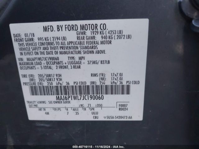 MAJ6P1WL7JC190060 Ford Ecosport Titanium