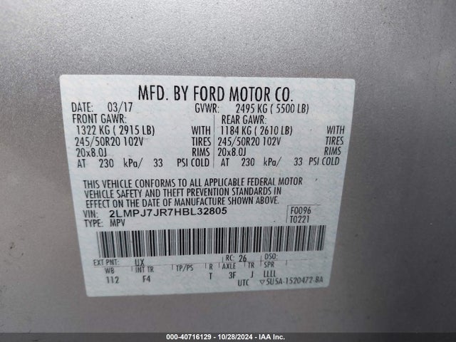 2LMPJ7JR7HBL32805 Lincoln Mkx Black Label