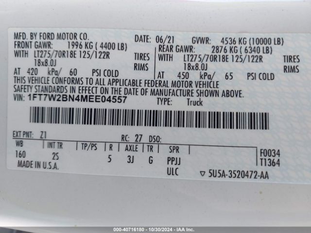 1FT7W2BN4MEE04557 Ford F-250 Xlt