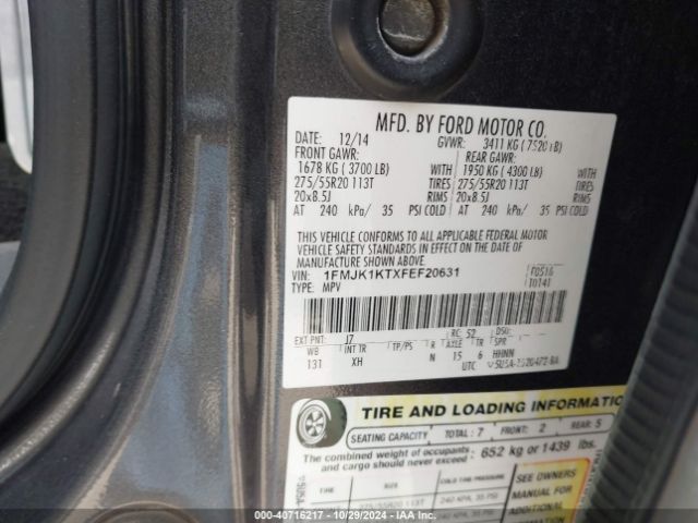 1FMJK1KTXFEF20631 Ford Expedition El Limited