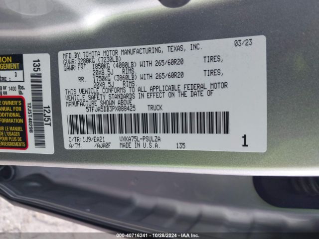 5TFJA5DB3PX088425 Toyota Tundra Limited