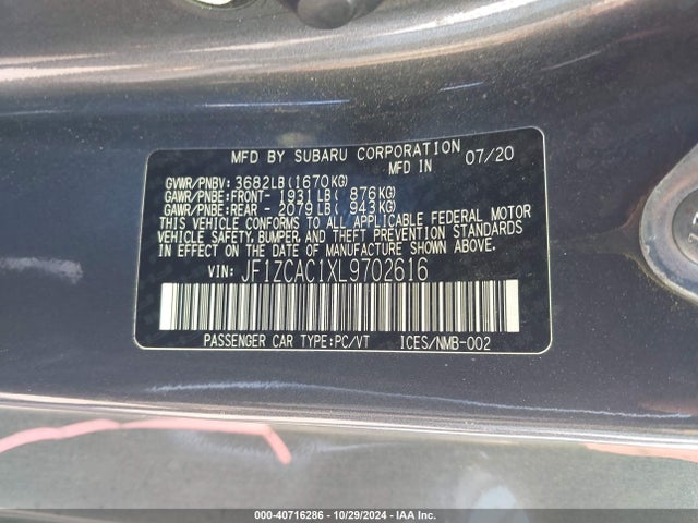 JF1ZCAC1XL9702616 Subaru Brz Limited