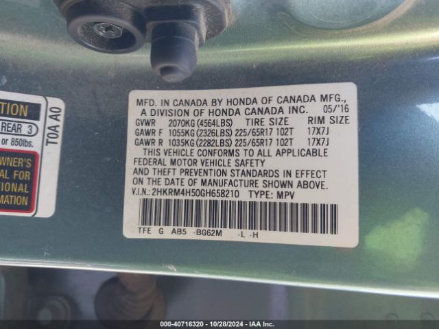 2HKRM4H50GH658210 Honda CR-V EX