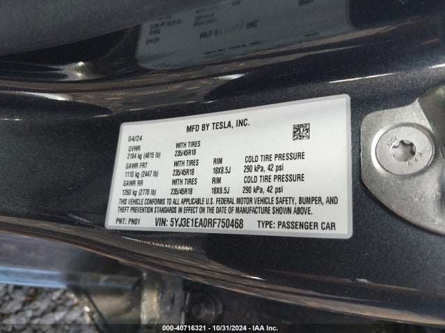 2024 TESLA MODEL 3 5YJ3E1EA0RF750468 Photo 8