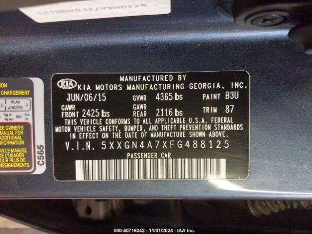 5XXGN4A7XFG488125 KIA OPTIMA EX