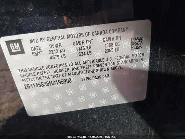 Chevrolet IMPALA 2LZ 2017 2G1145S36H9195903 Image 9