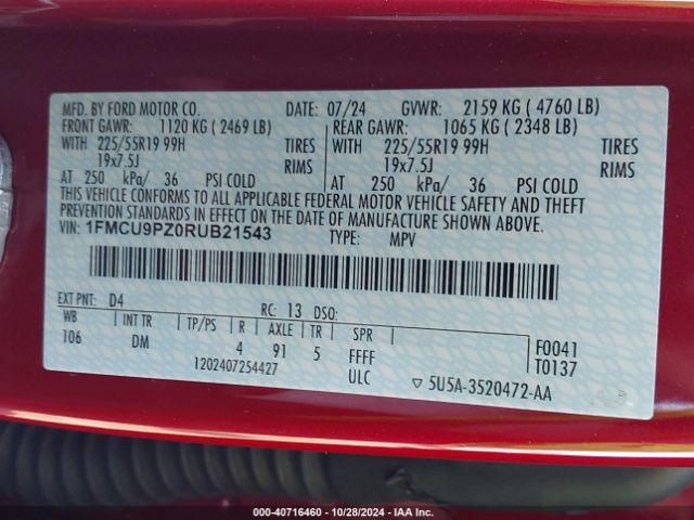 2024 FORD ESCAPE 1FMCU9PZ0RUB21543 Photo 8