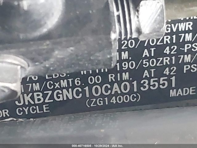 2012 KAWASAKI ZG1400 JKBZGNC10CA013551 Photo 9