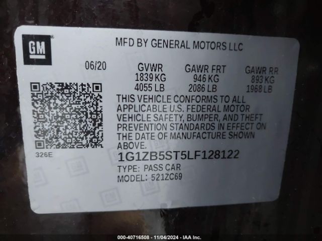 1G1ZB5ST5LF128122 Chevrolet Malibu Fwd Ls