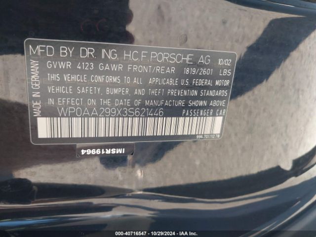 2003 PORSCHE 911 WP0AA299X3S621446 Photo 8