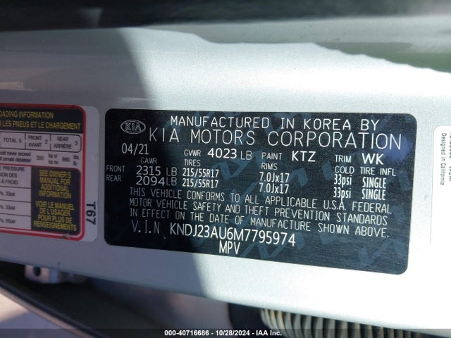 KIA SOUL S 2021 KNDJ23AU6M7795974 Image 9