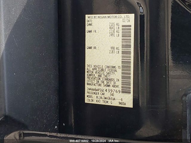 1N4AA6AP1GC439769 Nissan Maxima 3.5 Sr