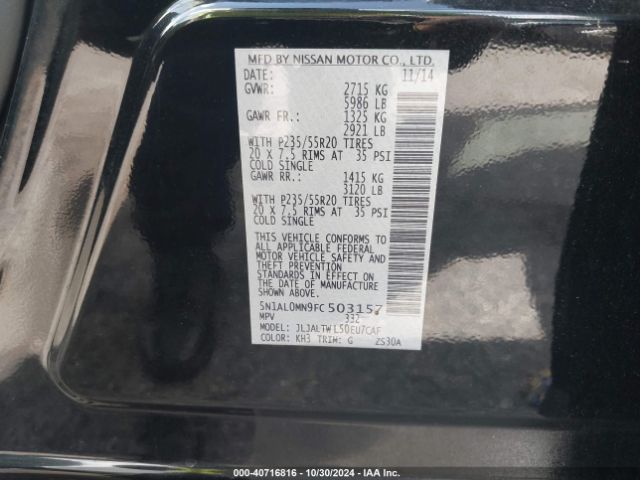 5N1AL0MN9FC503157 Infiniti QX60