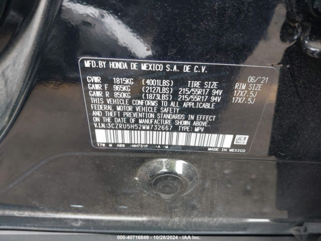 3CZRU5H52MM732667 Honda Hr-v 2wd Ex