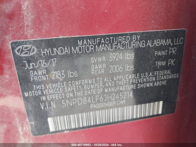 Hyundai ELANTRA SEL 2018 5NPD84LF6JH245214 Image 9