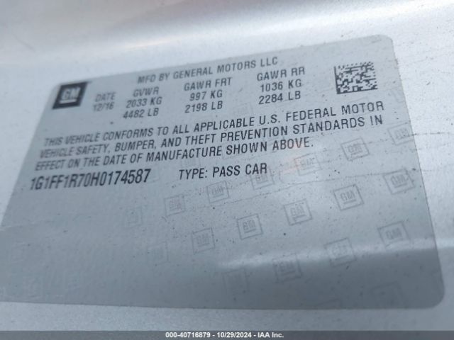 1G1FF1R70H0174587 Chevrolet Camaro 1ss
