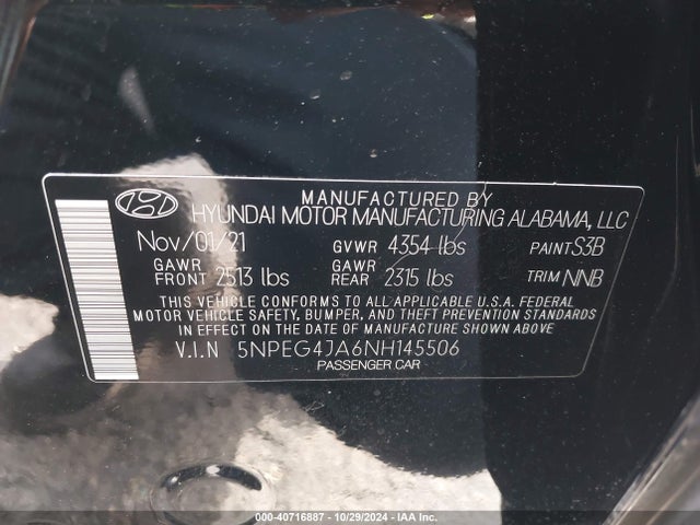 Hyundai SONATA SE 2022 5NPEG4JA6NH145506 Image 9