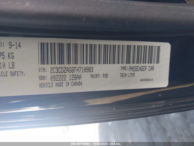 Dodge Challenger Sxt 2015 2C3CDZAG6FH710983 Image 9