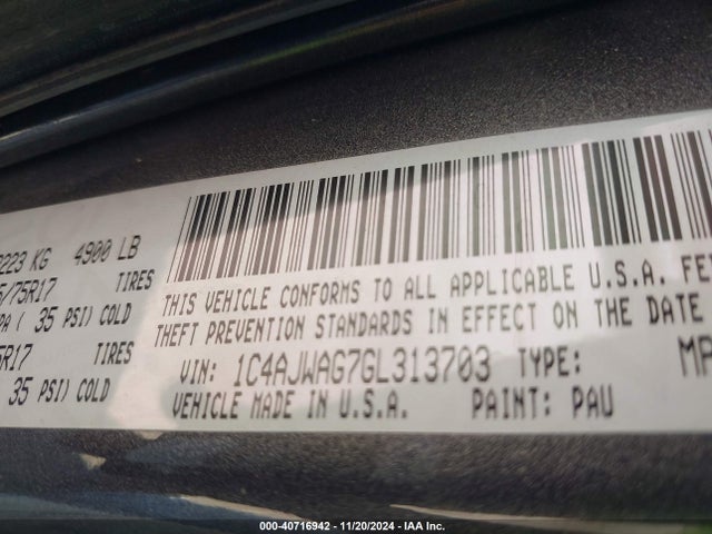 1C4AJWAG7GL313703 Jeep Wrangler Sport
