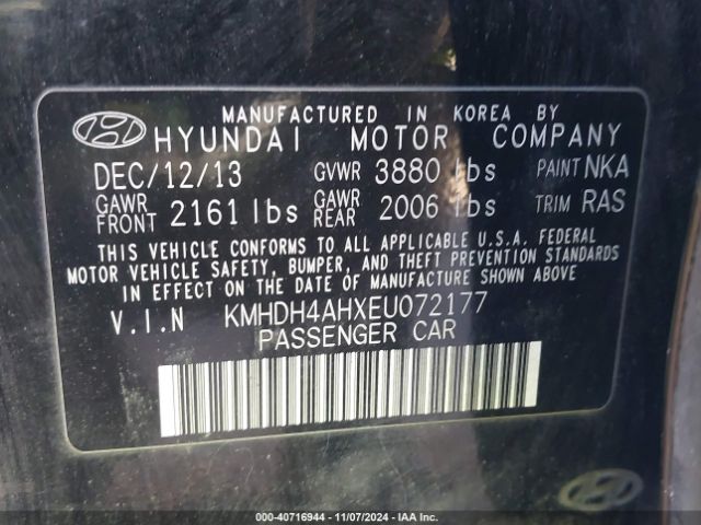 KMHDH4AHXEU072177 Hyundai Elantra Sport