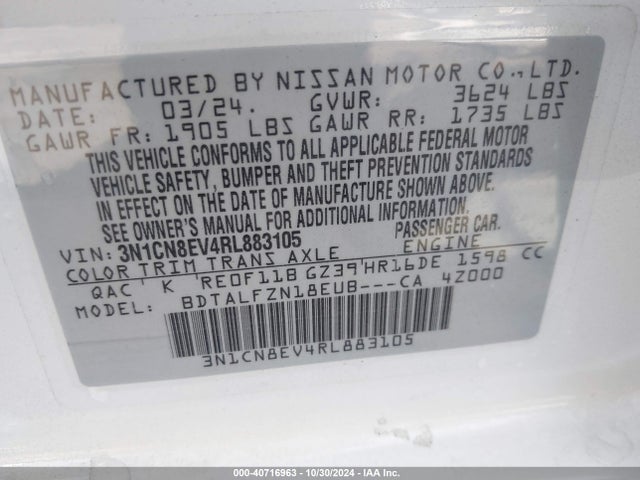 Nissan Versa 1.6 Sv 2024 3N1CN8EV4RL883105 Image 9