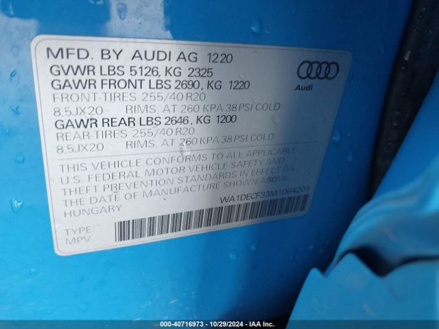 2021 AUDI Q3 WA1DECF33M1064209 Photo 8