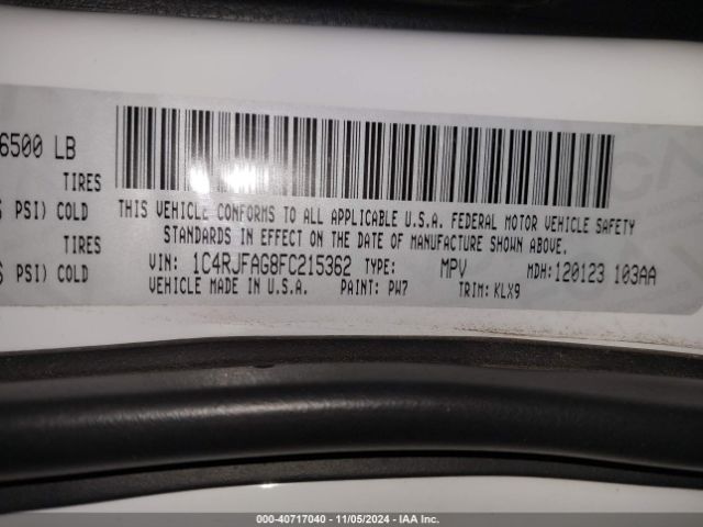 1C4RJFAG8FC215362 Jeep Grand Cherokee Altitude