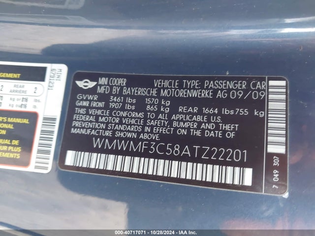 2010 MINI COOPER WMWMF3C58ATZ22201 Photo 8