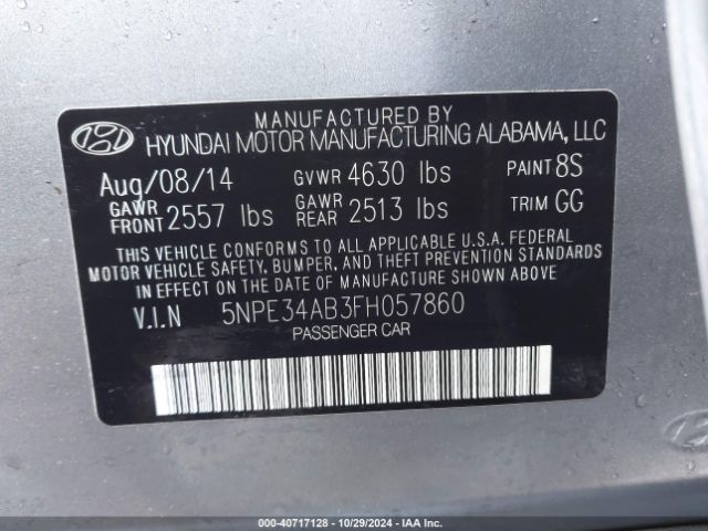5NPE34AB3FH057860 Hyundai Sonata Sport 2.0t