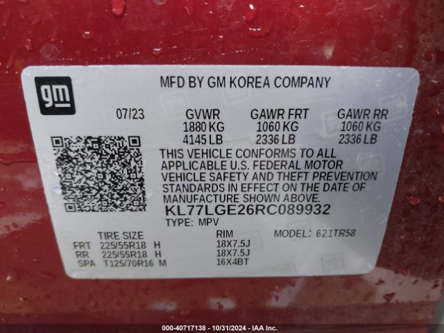 KL77LGE26RC089932 Chevrolet Trax Fwd 1rs