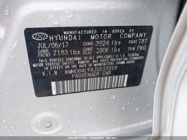 KMHD84LF6JU519318 Hyundai Elantra Limited