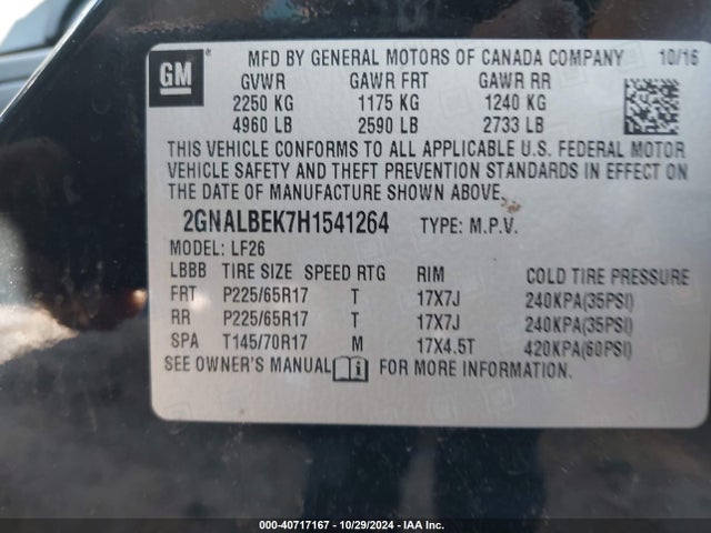 2GNALBEK7H1541264 Chevrolet EQUINOX LS
