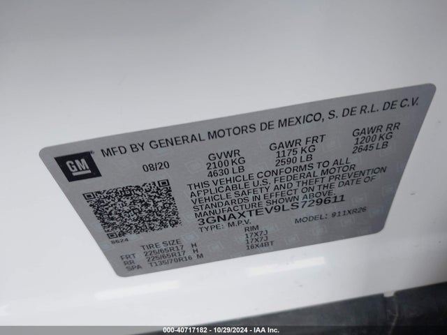 3GNAXTEV9LS729611 Chevrolet Equinox Awd 2fl