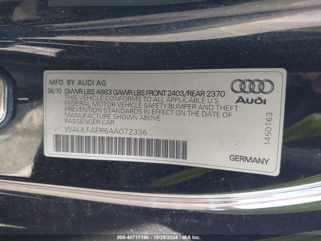 2010 AUDI A5 WAULFAFR6AA072336 Photo 8