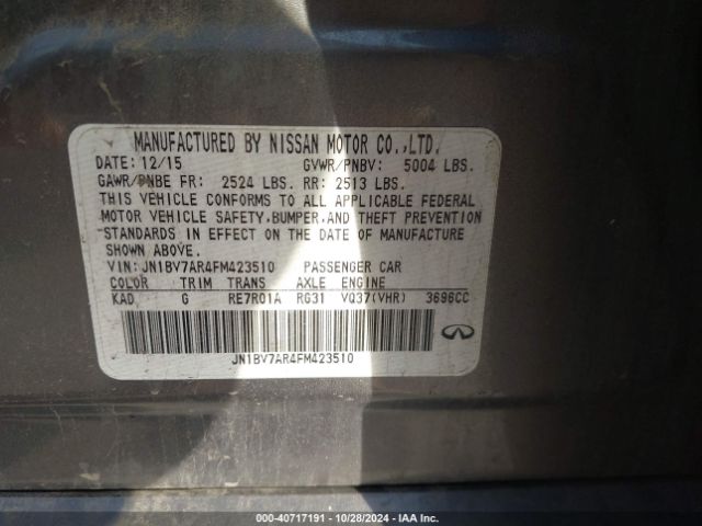 JN1BV7AR4FM423510 Infiniti Q50
