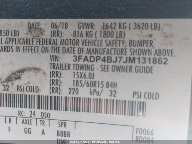 Ford FIESTA SE 2018 3FADP4BJ7JM131862 Image 9