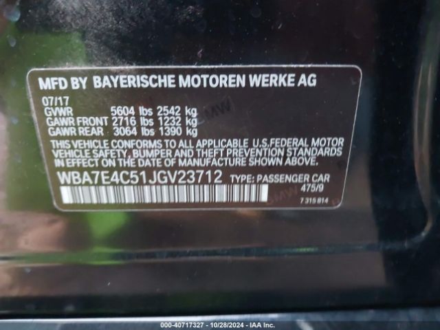 WBA7E4C51JGV23712 BMW 740i Xdrive