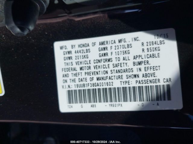 19UUB1F38GA001602 Acura TLX