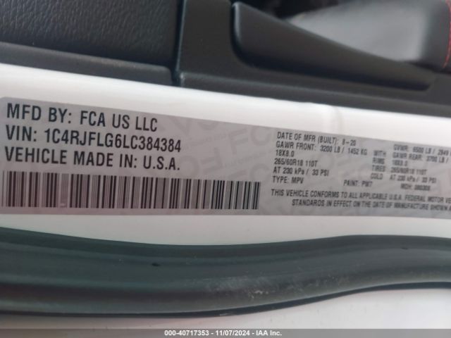 1C4RJFLG6LC384384 Jeep Grand Cherokee Trailhawk 4x4