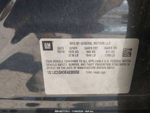 1G1JC5SH3E4208958 Chevrolet Sonic Lt Auto